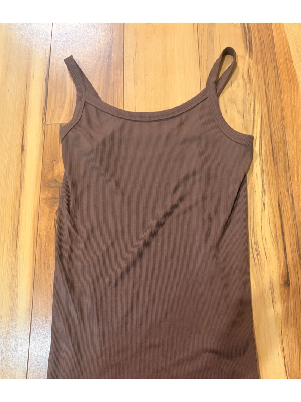 No Boundaries Chocolate Brown Ribbed Tank with Thin Straps